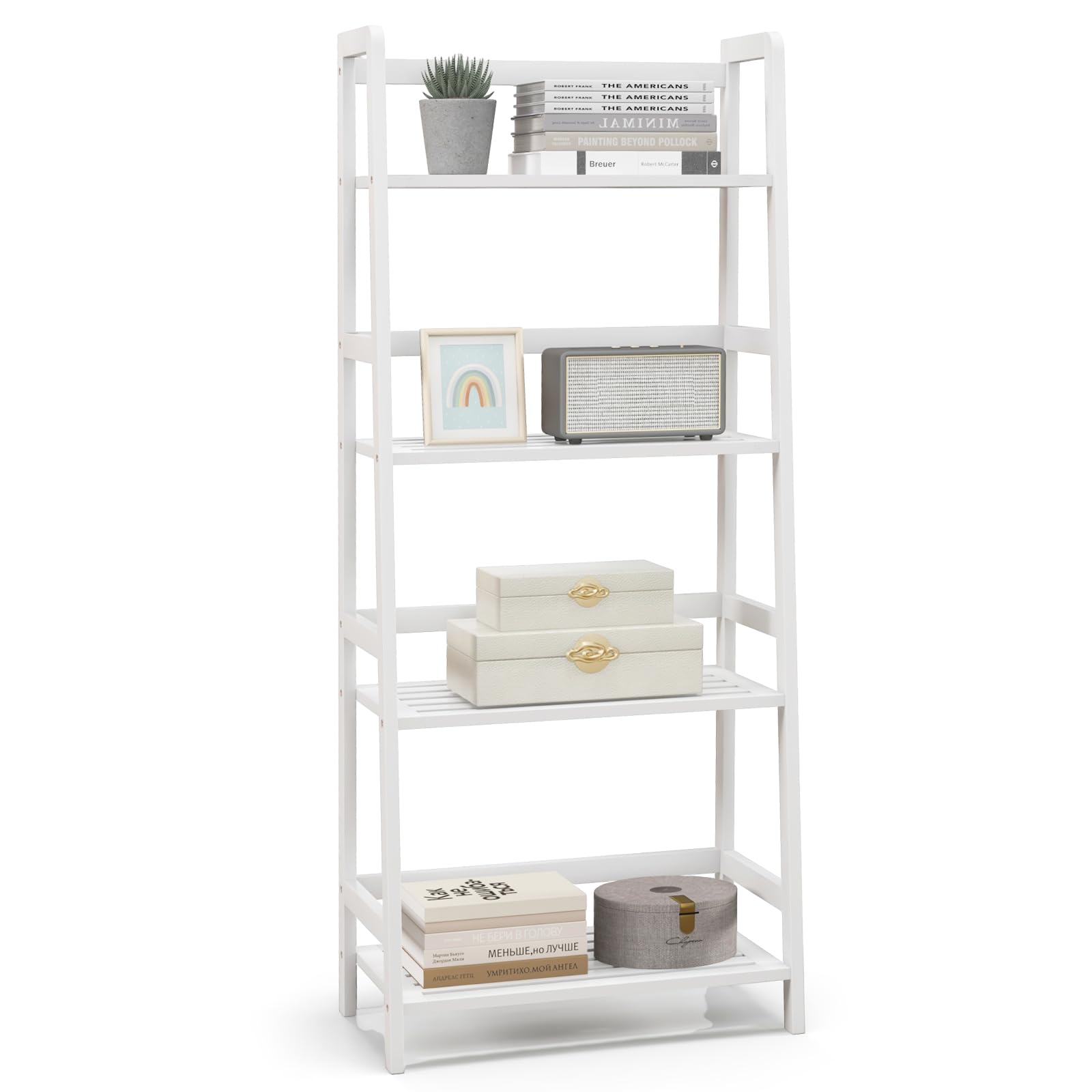Amazon.com: COSTWAY 4-Tier Ladder Shelf, 47.5'' Bamboo Plant Stand